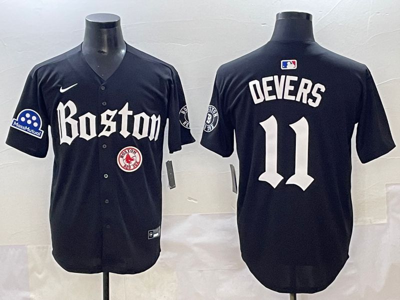 Men 2025 Boston Red Sox 11 Devers Black Five generations Joint Name Nike MLB Jersey style 27